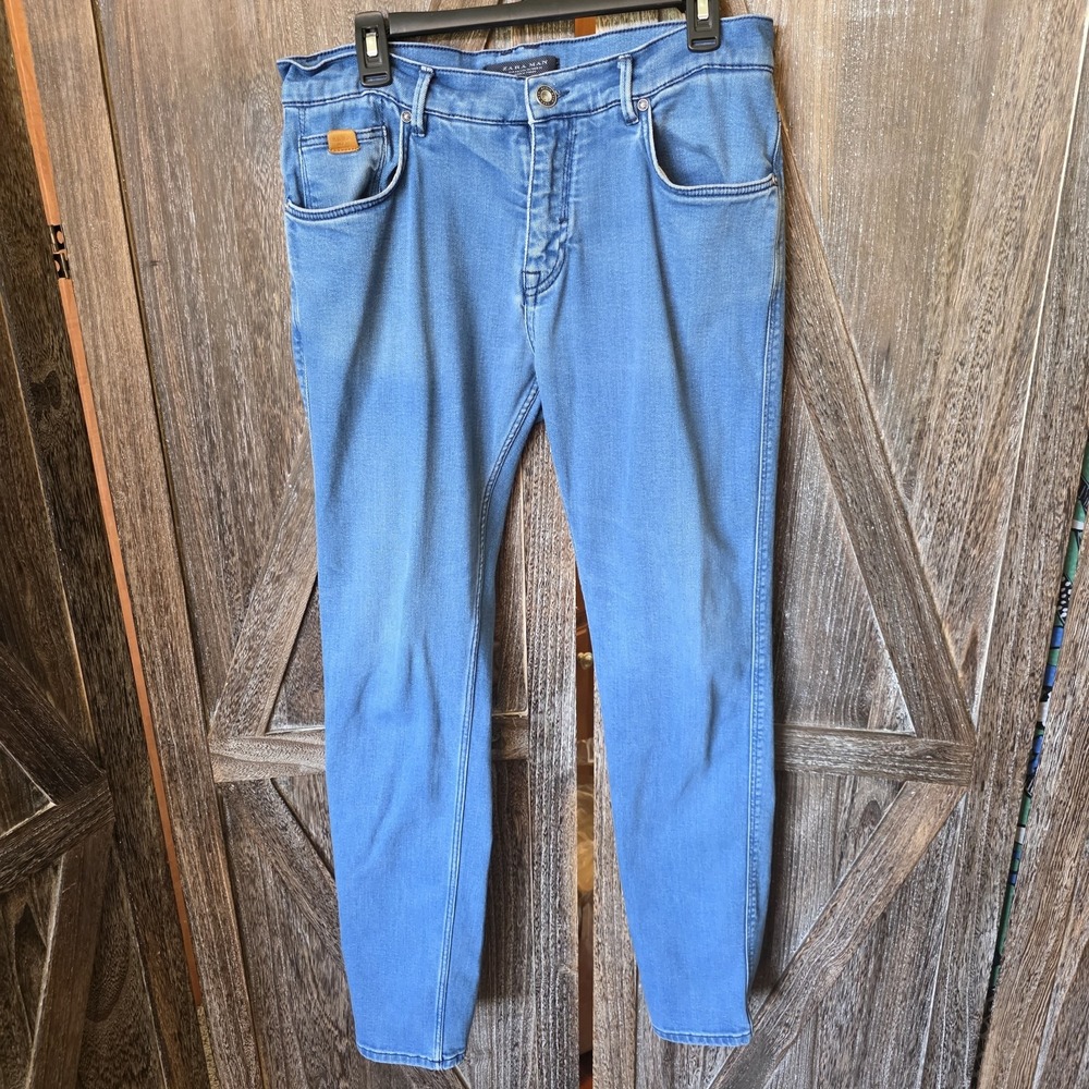 Zara Man Jeans Men's Size 34 x 34 Light Wash Denim Stretch Skinny Casual